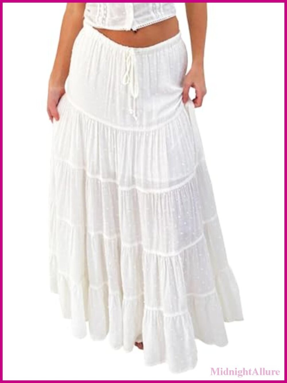 EG CHRIS G Women's Pleated Maxi Skirt with Elastic Waist, A-Line Boho Beach